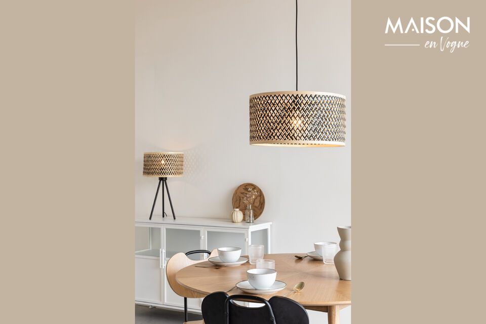 Ontdek de elegante eenvoud van onze bamboehouten hanglamp