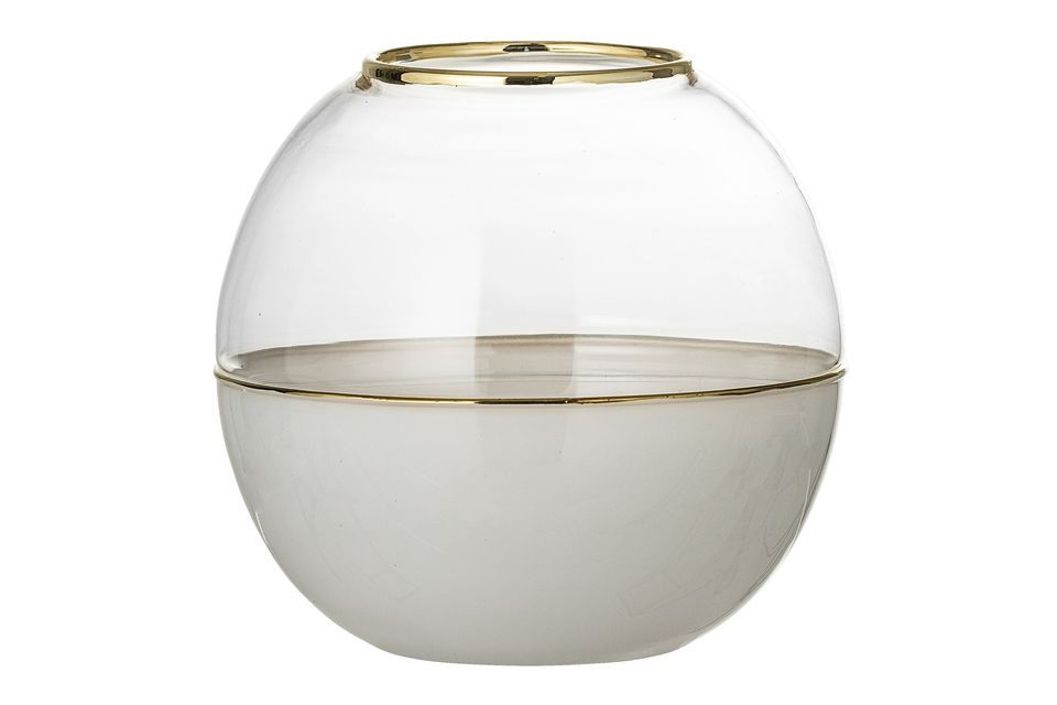 Koepelvaas in wit glas Bloomingville
