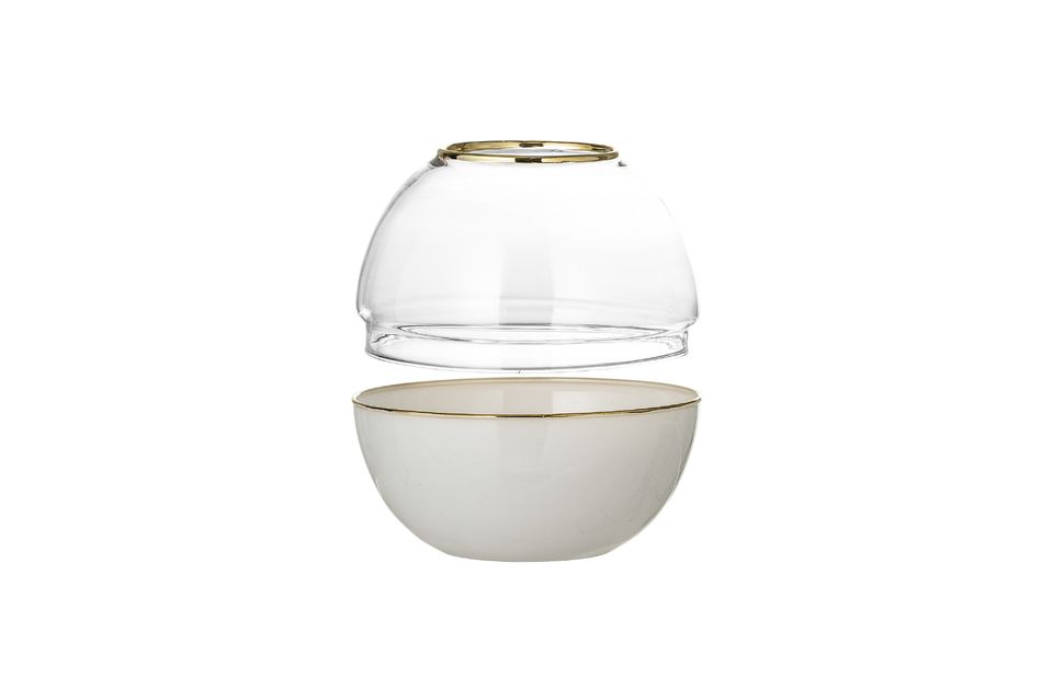Deze mooie witte glazen bol kan gebruikt worden als vaas of voor opslag