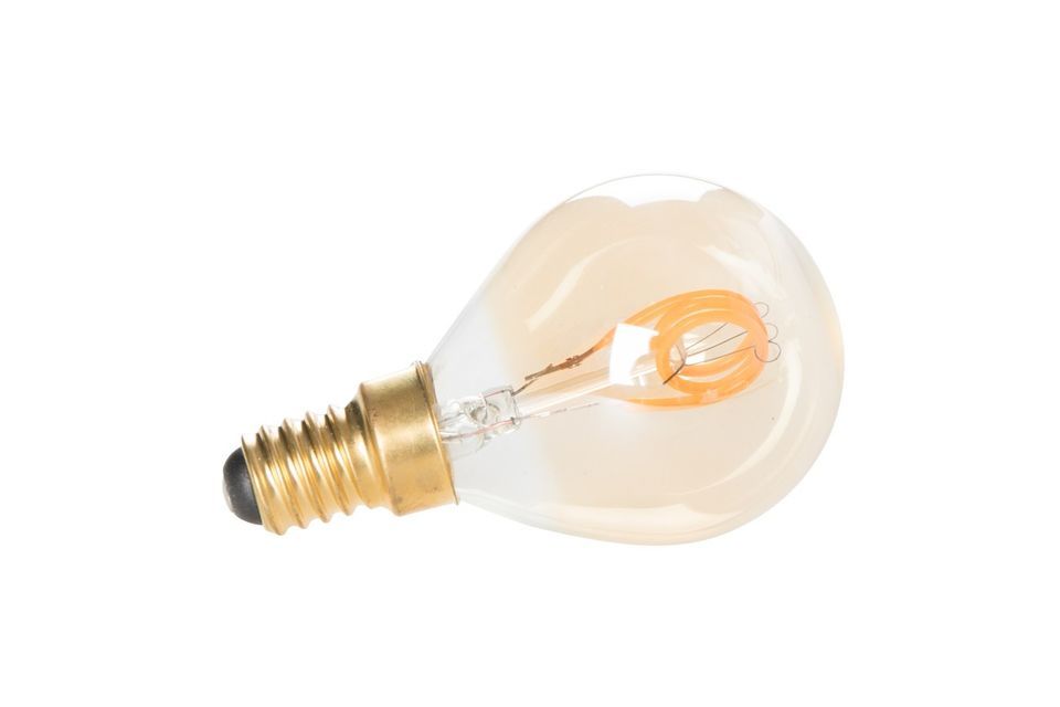 Deze glazen bol heeft de bijzonderheid dat hij is ontworpen met gouden LED-filamenten
