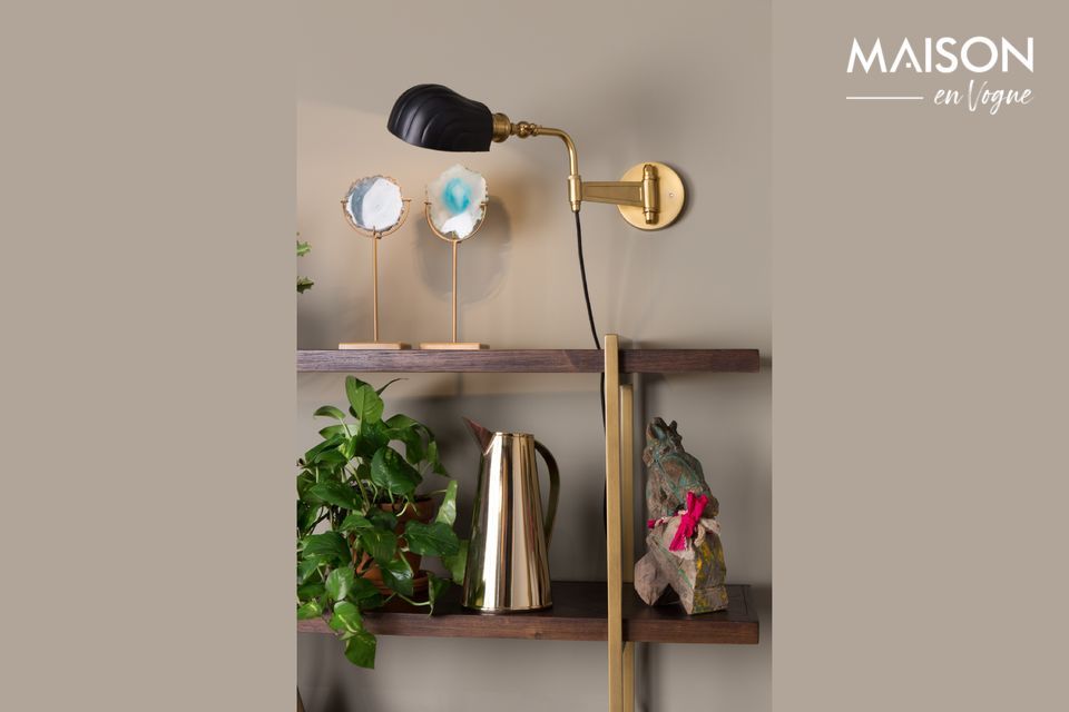 Vintage zwarte en gouden wandlamp