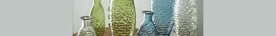 Benadrukte materialen Lichtgroene glazen vaas H30 Fish