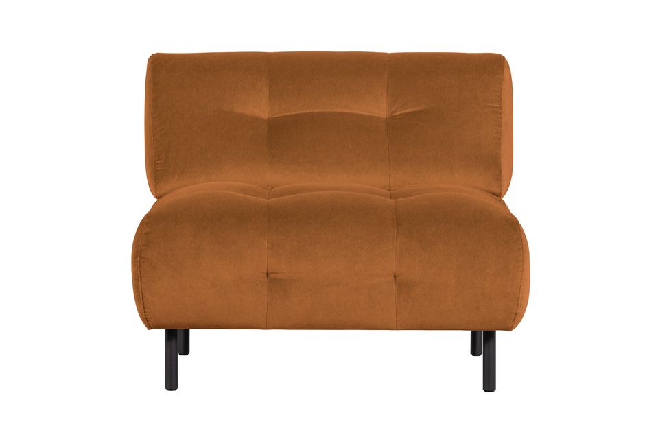 Deze fluwelen fauteuil heeft een klassiek silhouet met een uitzonderlijke uitstraling