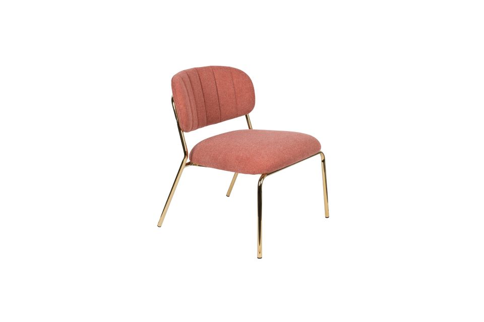 Lounge chair Jolien goud en roze White Label