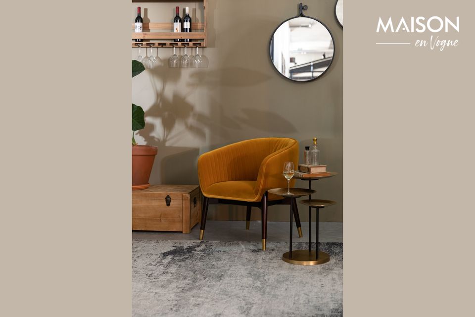 Okerfluwelen fauteuil