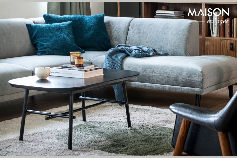 Grote luxe in een luchtig ontwerp - de salontafel Elegance van mangohout en zwart metaal wordt