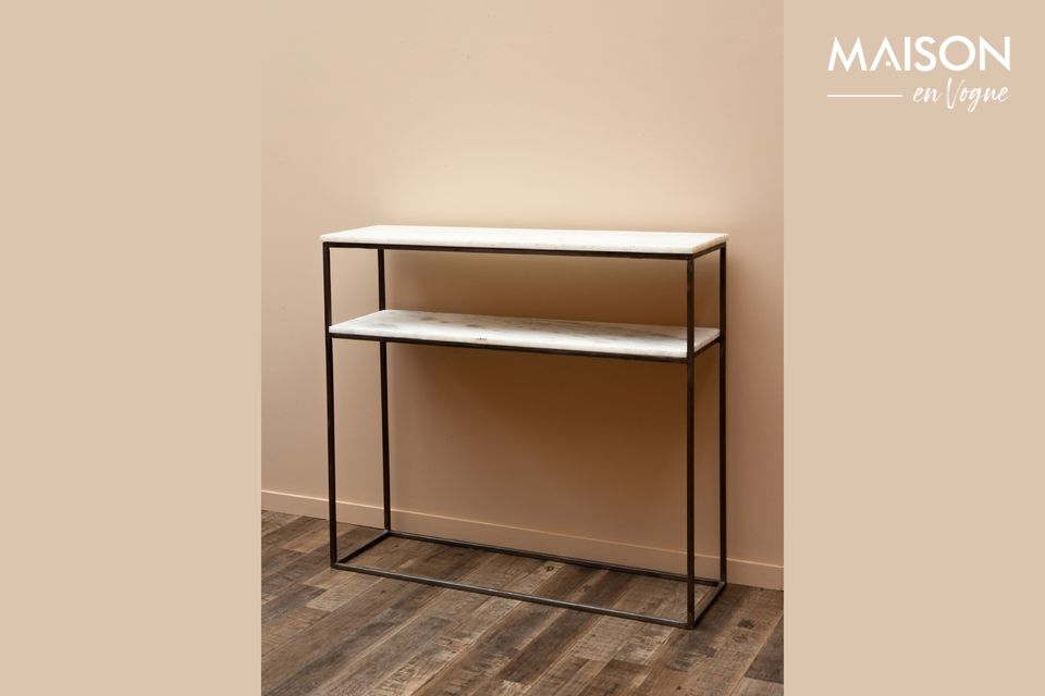 Mantelachtige smalle console in marmer en metaal Chehoma