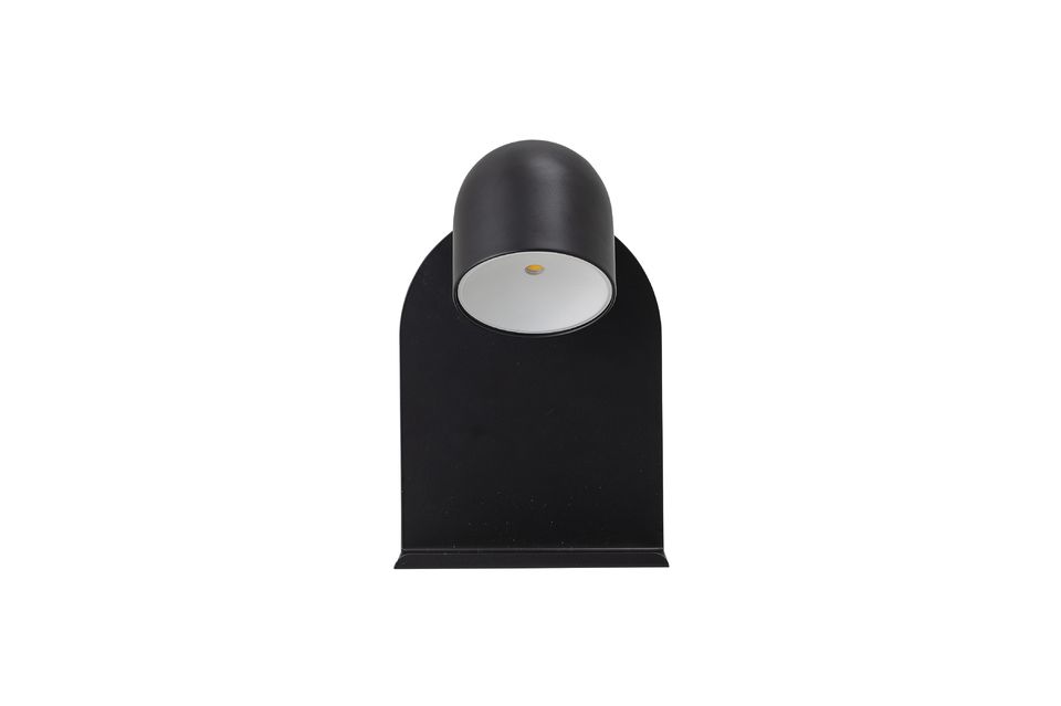 Deze imposante wandlamp is zeer modern dankzij de volledig metalen constructie en de zwarte kleur