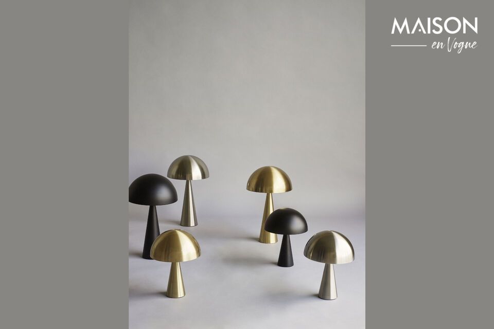 Dankzij de nikkelafwerking vangt deze lamp het licht op subtiele wijze en creëert zo een warme en