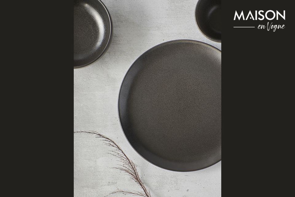 De elegantie van de donkergrijze jurken van het Mirha Granit-dinerbord