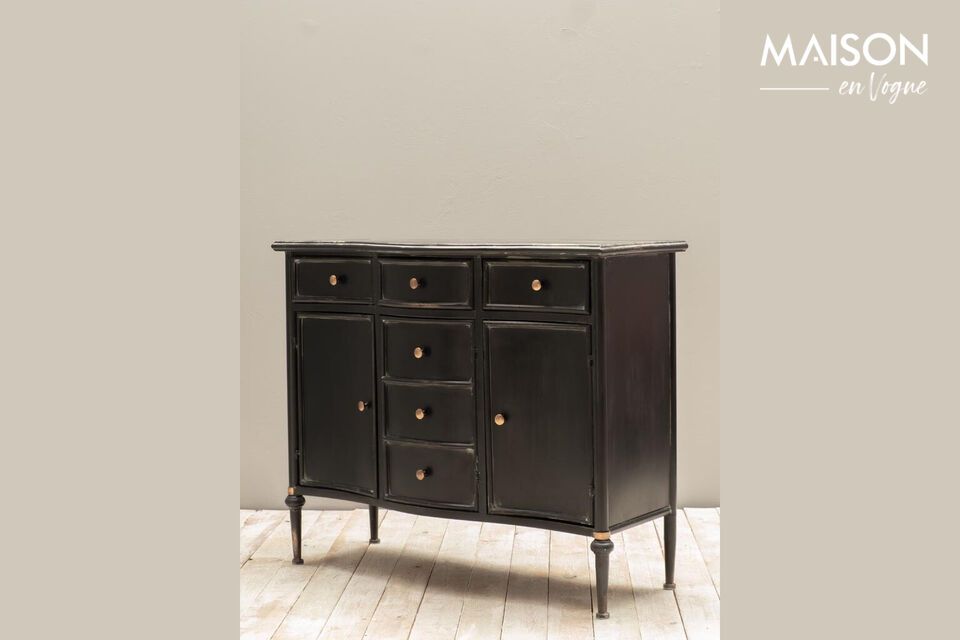 Zwarte ijzeren ladekast, perfect voor elegante organisatie.