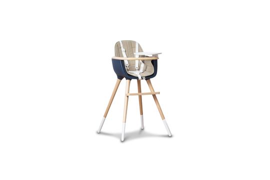 OVO blauwe hoge stoel met beige zitting Productfoto