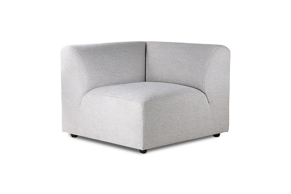De lichtgrijze coating van de zitting en beide rugleuningen is 100% polyester