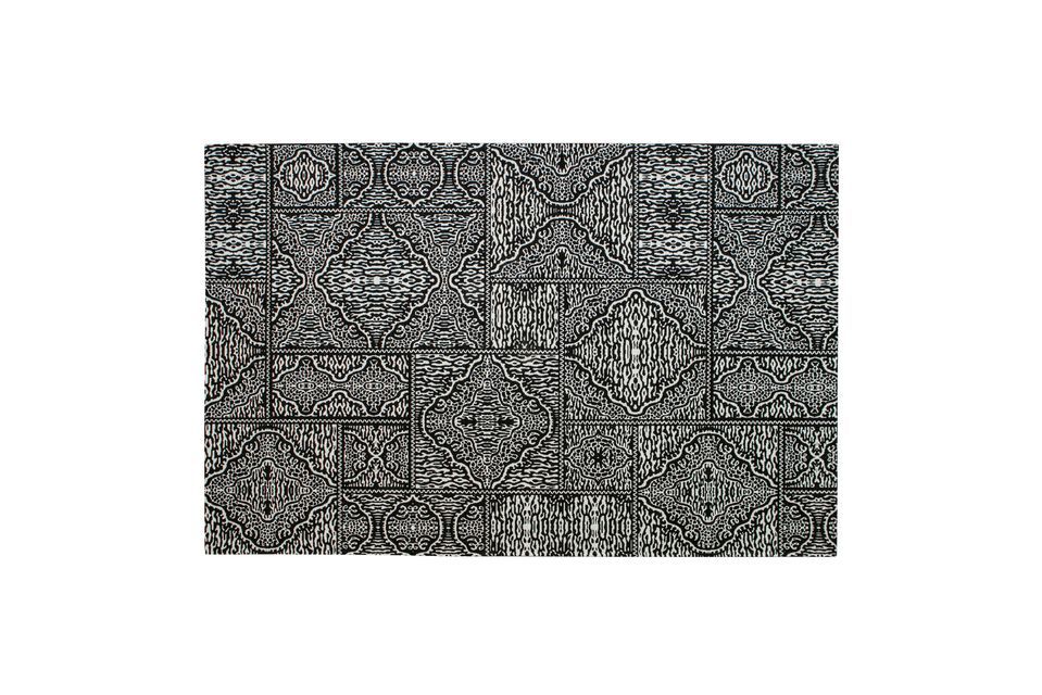 Renna zwart-wit stoffen tapijt Woood