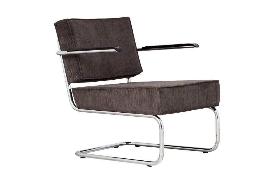 Rib Lounge Chair grijs met armleuningen Zuiver