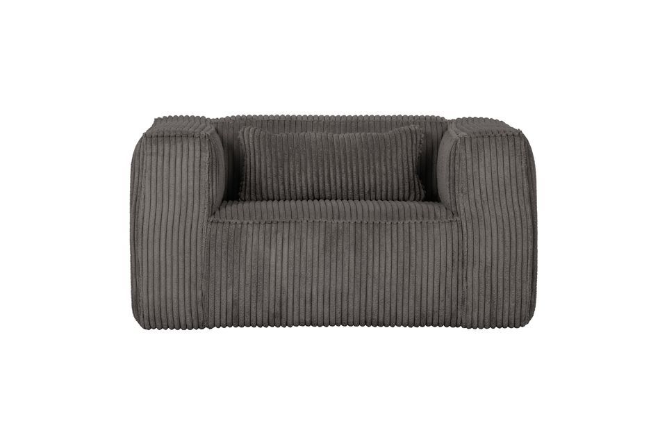 De Ribcord dark grey Bean fauteuil is een uitnodiging om te ontspannen en gezellig te zitten