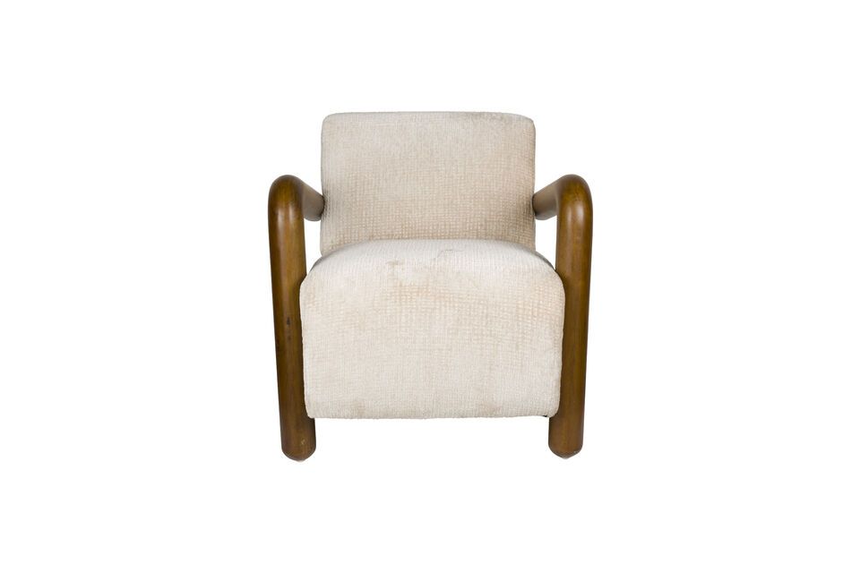 Met zijn cilindrische poten en verfijnd vintage ontwerp past deze fauteuil perfect in een interieur