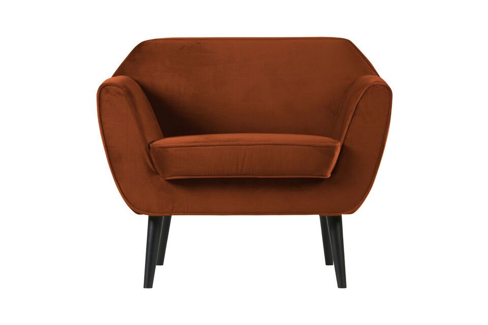 Rocco terracotta fluwelen fauteuil Woood