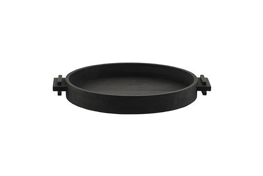 Rond dienblad van zwart mangohout Blok