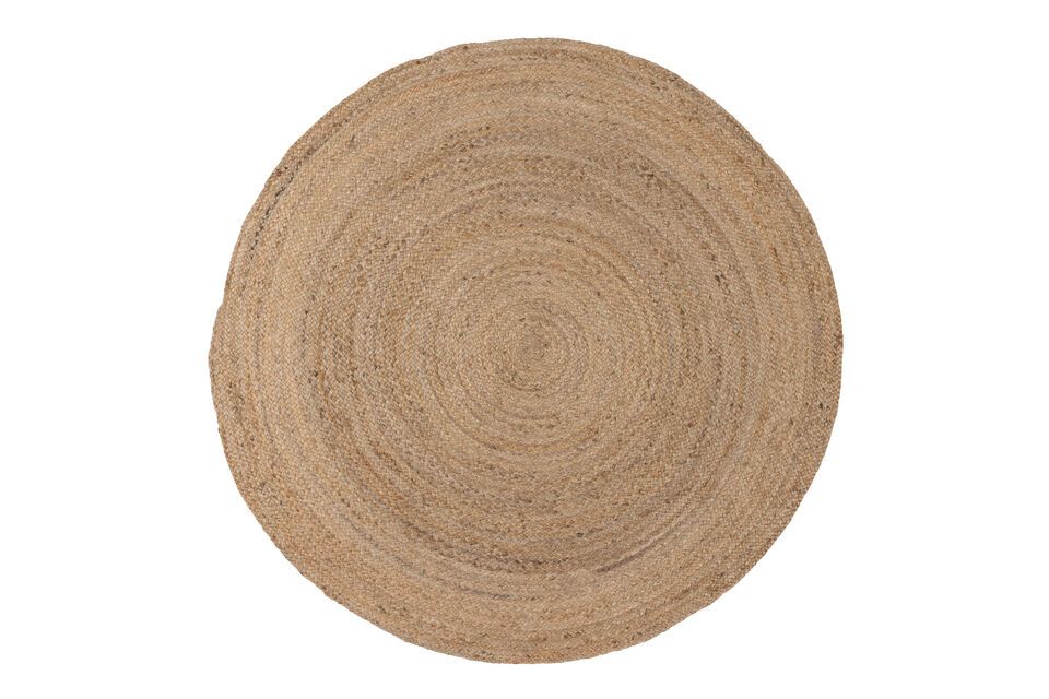 Rond jute stoffen tapijt beige Ross Woood