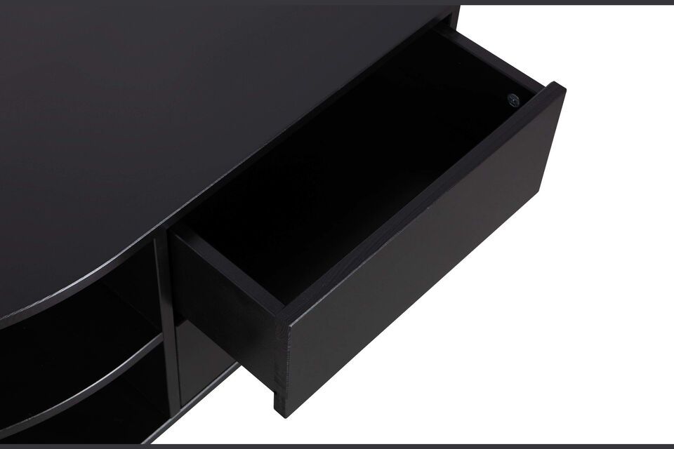Rond zwart houten tv-meubel Finca - 7