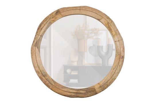 Ronde spiegel in mangohout, beige Rion