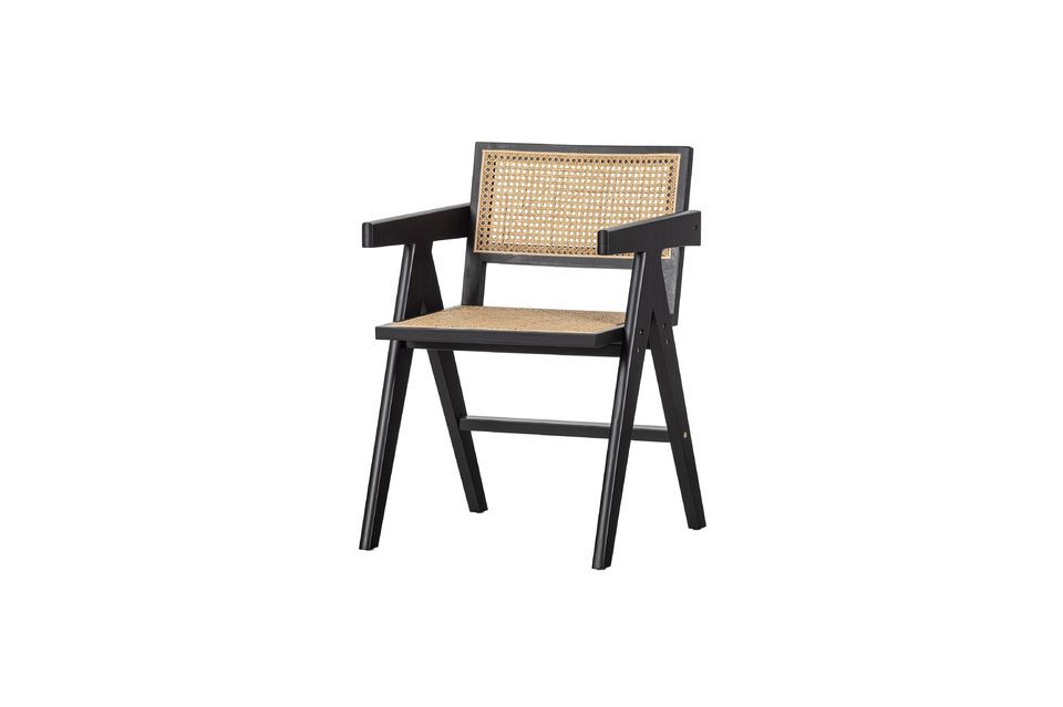 Rotan en zwart houten stoel Gunn Woood
