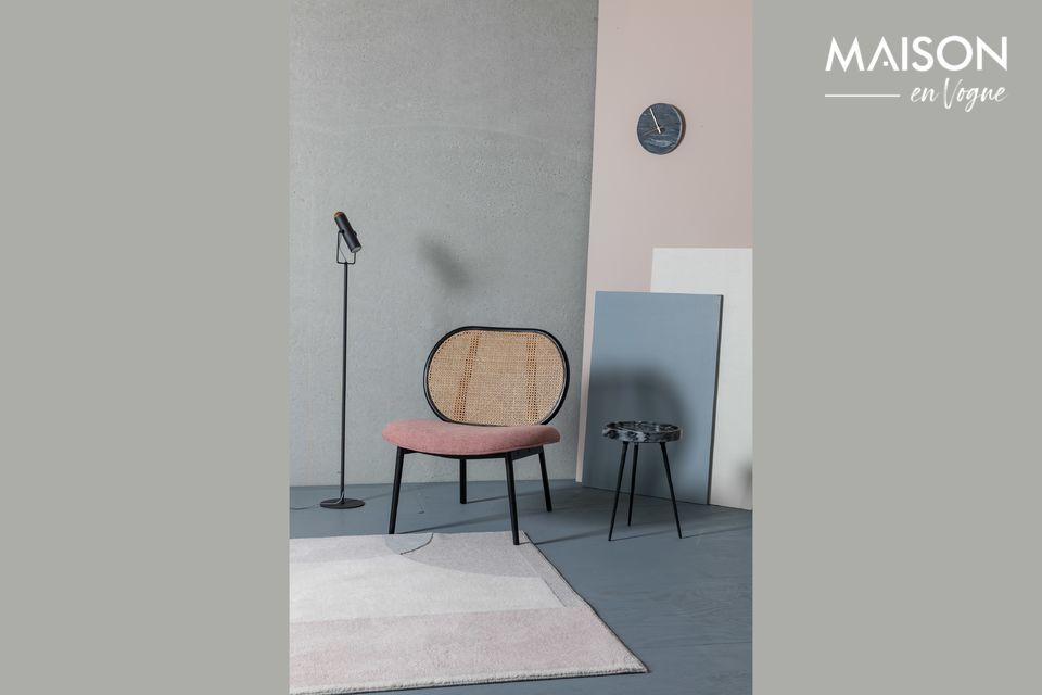 Mooie fauteuil in stof, rotan en metaal