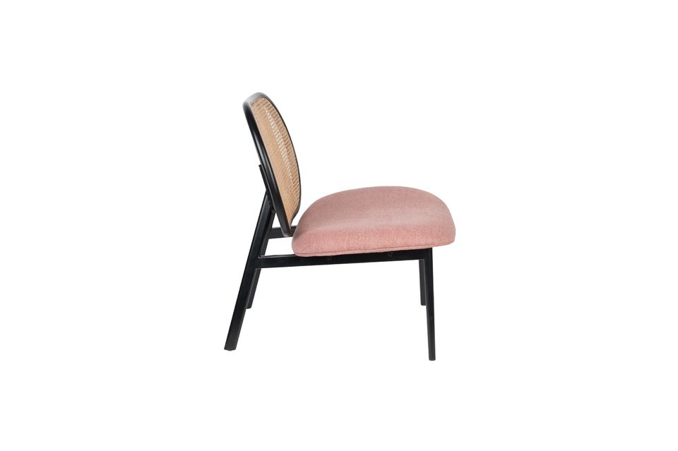 Roze fauteuil met rotan Spike - 4