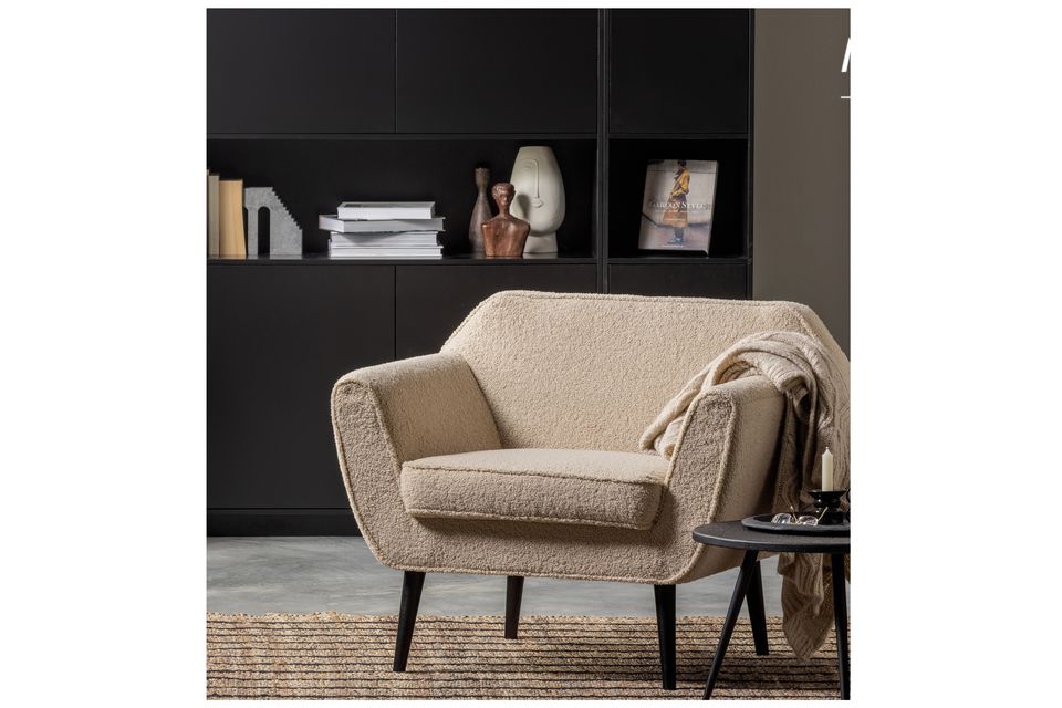 Rocco zand schapenvacht effect fauteuil, esthetisch en ontspannend