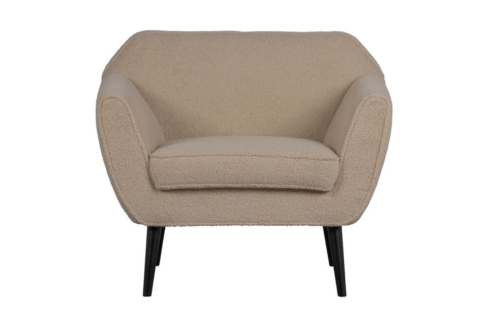 Sand schapenvacht effect fauteuil Rocco Woood