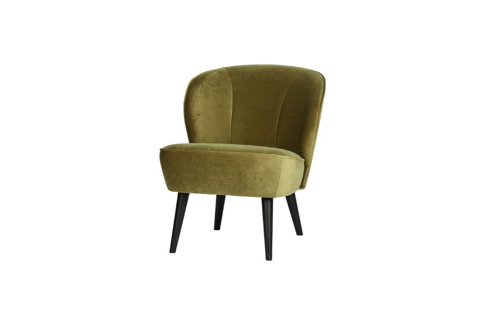 Sara olijfgroene fluwelen fauteuil Woood