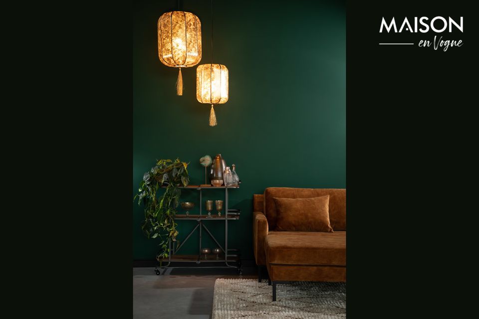 Aziatische lamp met gouden franjes