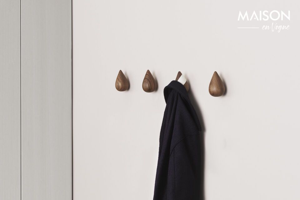 Set van 2 bruine walnoten jashaken S Dropit, eenvoudig en efficiënt ontwerp