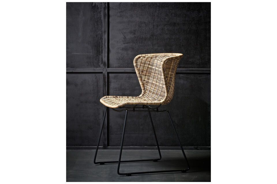 Mooie, trendy stoelen van rotan en zwart staal