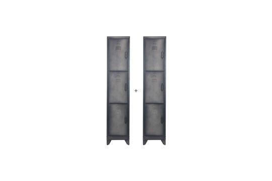 Set van 2 zwart metalen 3-deurs kasten Cas Productfoto