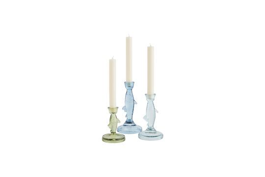 Set van 3 glazen kandelaars blauw Fish Productfoto