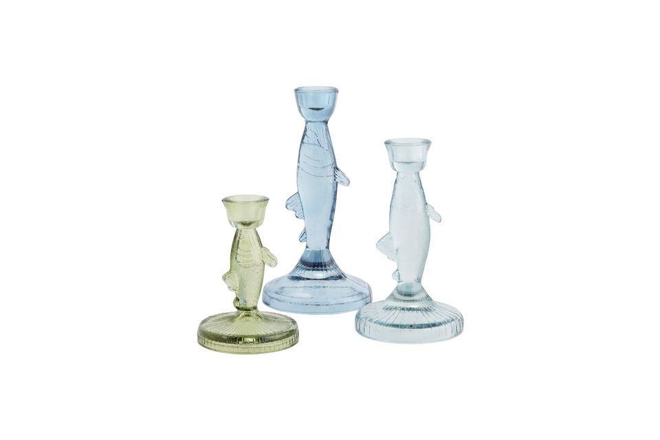 Geef je interieur een originele en elegante touch met de Fish glazen kandelaarset