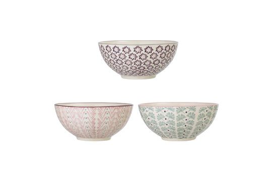 Set van 3 paarse Maya aardewerk kommen