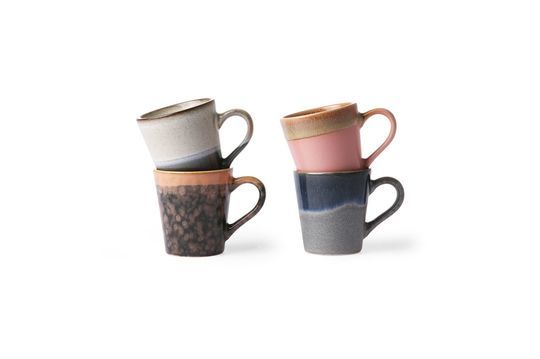 Set van 4 keramische espressomokken 70's Productfoto