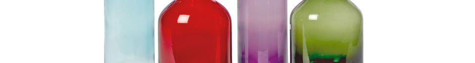 Benadrukte materialen Set van 4 veelkleurige glazen flessen Bubbels