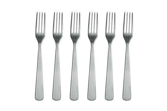 Set van 6 roestvrijstalen vorken verzilverd Luxis Productfoto