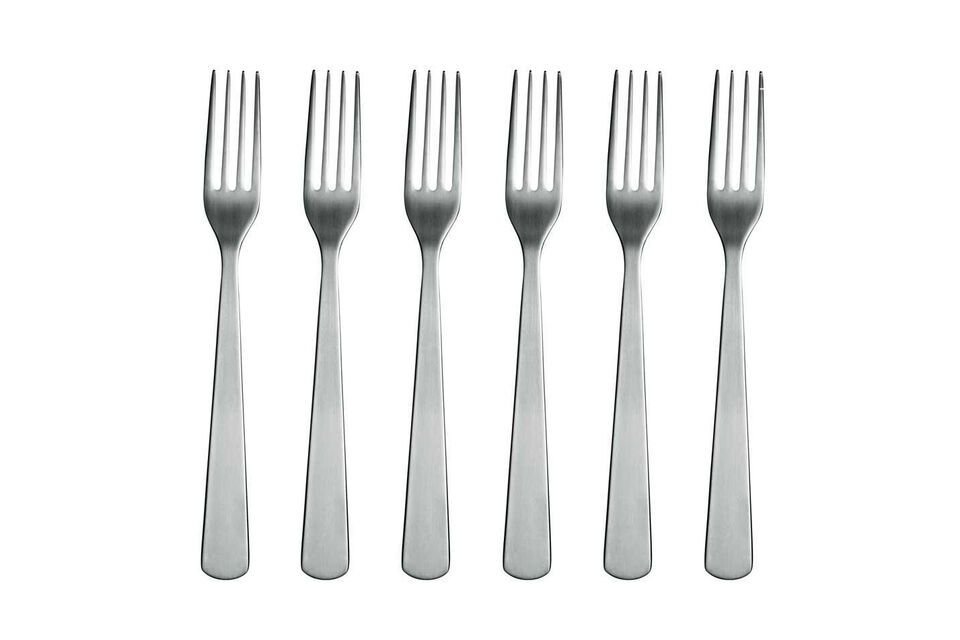 Set van 6 roestvrijstalen vorken verzilverd Luxis Normann Copenhagen