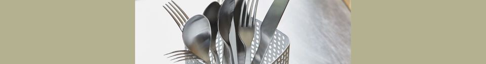 Benadrukte materialen Set van 6 roestvrijstalen vorken verzilverd Luxis