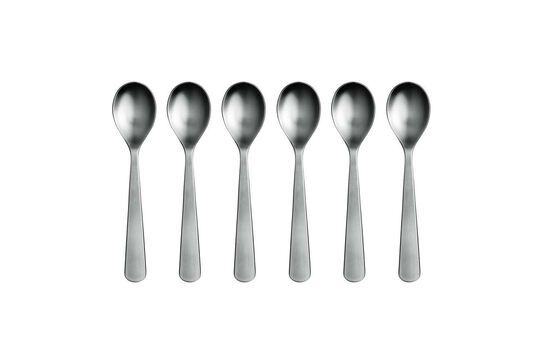 Set van 6 zilveren roestvrijstalen koffielepels Luxis Productfoto