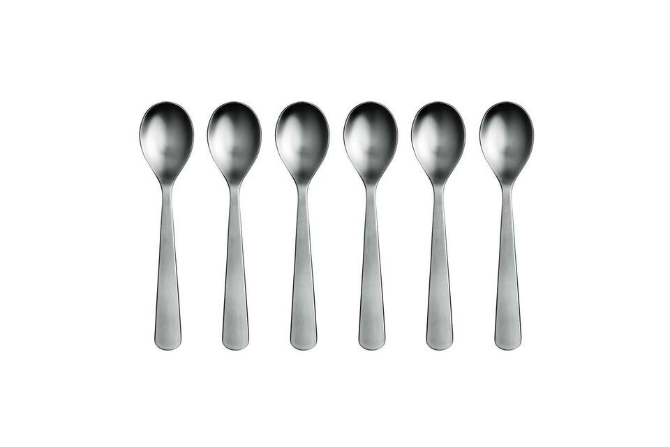 Set van 6 zilveren roestvrijstalen koffielepels Luxis Normann Copenhagen