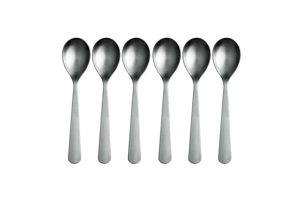 Set van 6 zilveren roestvrijstalen lepels Luxis Normann Copenhagen