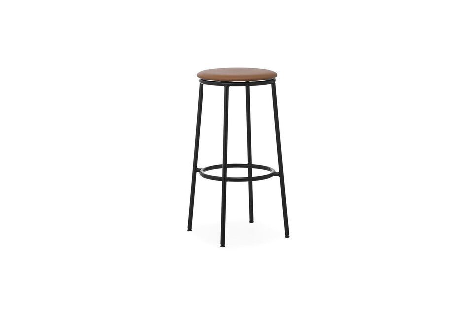 Stalen en bruin lederen barkruk 75cm Circa Normann Copenhagen