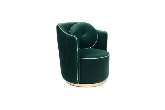 Stijlvolle donkergroene fluwelen fauteuil