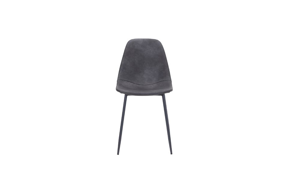 Deze stoel is zeer comfortabel dankzij de zitting van polyesterfluweel in een elegante antiekgrijze